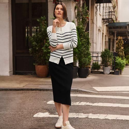 Feinstrick-Midirock, Damen,  Schwarz, by Lands' End