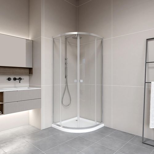 Runddusche MARWELL "LEEDS II", weiß, neutral, B:80cm H:190cm T:80cm, Duschkabinen, Runddusche mit Gleittüren