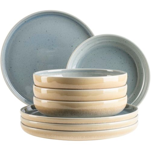 Tafelservice MÄSER "CANDY, aus Steinzeug", blau, 8 Stk., Steinzeug, Geschirr-Sets, Tafelservice, Teller Set, Geschirr-Set, Service
