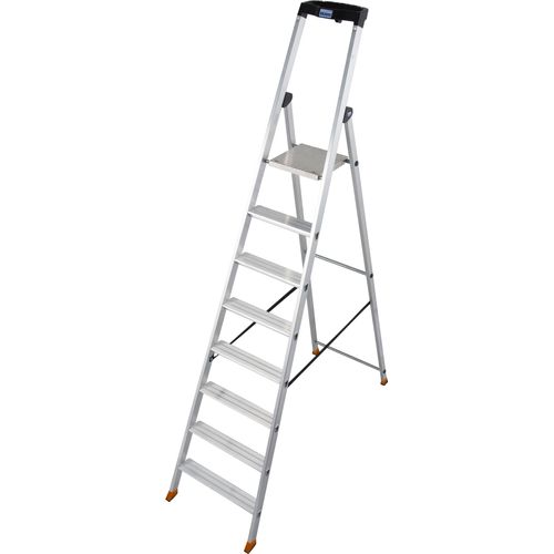 Stehleiter KRAUSE "Solido", silber (silberfarben), B:55cm H:255cm, Aluminium, Leitern