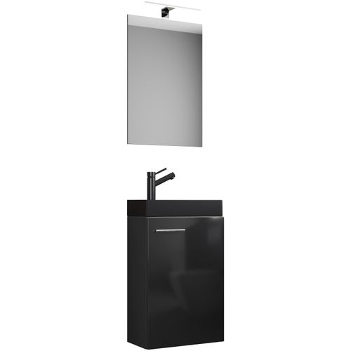Waschtisch VCM "3tlg Waschtisch Slito SP Toilette schmal Schwarz", schwarz, B:41cm T:22cm, Waschtische, Waschtisch