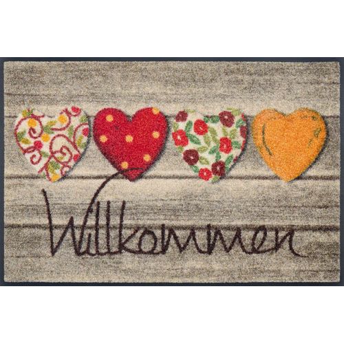 Fußmatte "Willkommensgruss", bunt, B:50cm H:7mm L:75cm, Polyamid, WASH+DRY BY KLEEN-TEX, Teppiche, Fußmatte