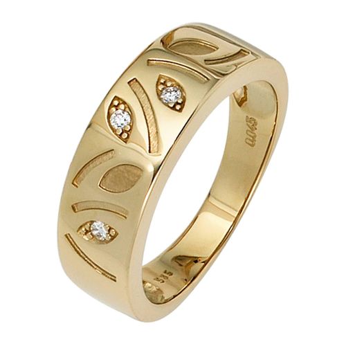 Diamantring JOBO Gr. 56, gelb (gelbgold 585), Fingerringe, Damen, 56, SI = kleine Einschlüsse, Diamanten Gelbgold 585, Diamanten, Gelbgold 585, Diamantring, 585 Gold mit 3 Diamanten