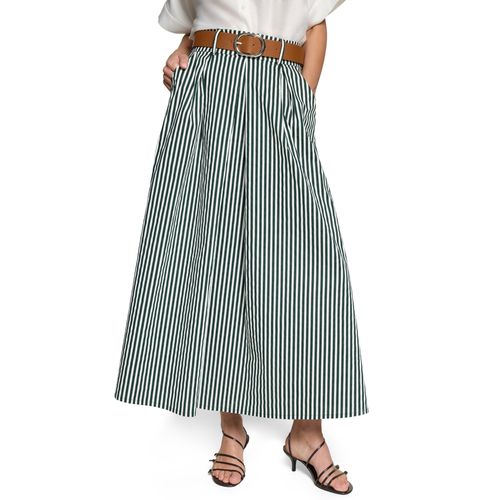 Maxirock ZERO "Damen mit Gürtel", Damen, Gr. 34, grün, cream, Obermaterial: 2% Elasthan, 98% Baumwolle; Futter: 100% diverse Faserarten, ausgestellt lang, Röcke Maxirock, Gürtel