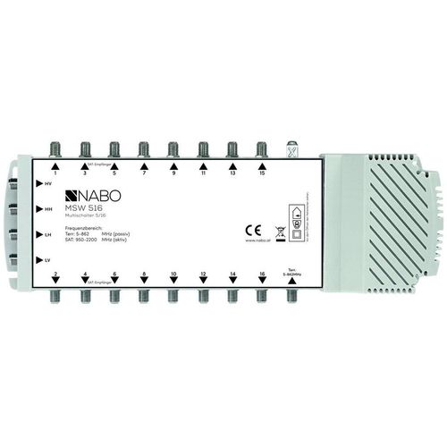 NABO MSW516, 5 Eingänge, 16 Ausgänge, 950 - 2200 MHz, 5 - 862 MHz, 6 - 10 dB, 355 mm