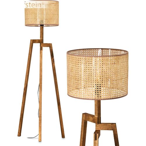 Schiavonea Stehlampe aus Holz/Korbgeflecht in Natur/Beige