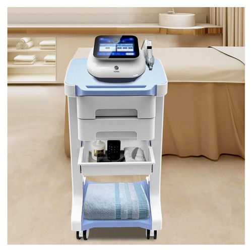 3-stufiger Rollwagen mit 2 Schubladen für medizinische Geräte im Schönheitssalon (Blau)