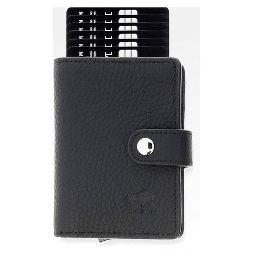 Geldbörse für 15 Karten, Geldscheine und Kleingeld | Kreditkartenetui mit RFID aus echtem Leder (Matt Schwarz mit Kleingeldfach)