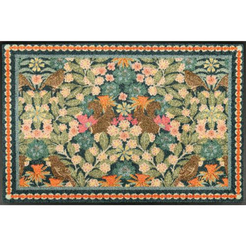 wash+dry FUßMATTE Garden Luxe Blue, Mehrfarbig, Textil, Blume, rechteckig, 50x75 cm, Oeko-Tex® Standard 100, schmutzabweisend, für Fußbodenheizung geeignet, rutschhemmend, pflegeleicht, Teppiche & Böden, Fuß & Stufenmatten, Fußmatten und Schmutzfangmatten
