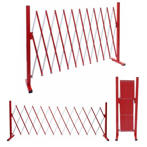 Absperrgitter MCW-B34, Scherengitter Zaun Schutzgitter ausziehbar, Alu rot-weiß ~ Höhe 103cm, Breite 37-300cm