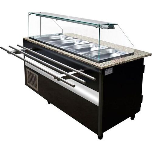 KBS Verkaufstheke Bain Marie mit Glasaufbau 1000x800x1250 mm GN 1/1 LED