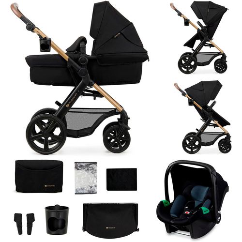 Kombi-Kinderwagen KINDERKRAFT "MOOV 2 3IN1", Kinder, schwarz (pure schwarz), Stahl, Kinderwagen, mit EVA-Rädern