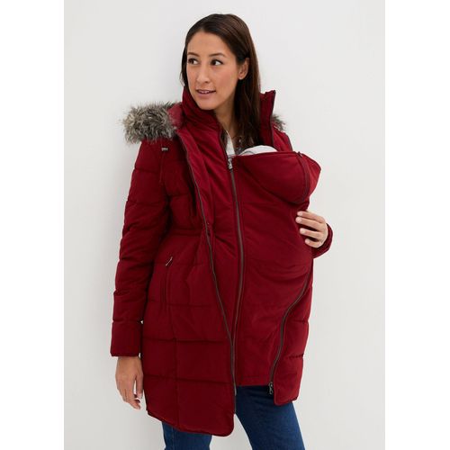 bonprix 3-in-1 warm wattierte Umstands- und Tragejacke, rot, Gr.44, Wattierte Schwangerschaftsjacke für die Schwangerschaft und danach