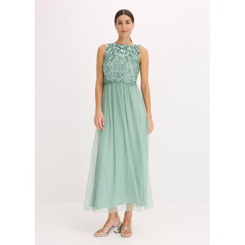 bonprix Maxikleid mit Paillettenstickerei, grün, Gr.48, Elegantes Kleid mit hochwertigen Perlen und Pailletten bestickt