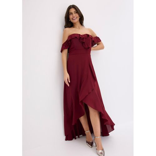 bonprix Carmen-Kleid mit Volants, rot, Gr.44, Modern und feminin: Abendkleid mit verstellbaren Trägern und Carmen-Ausschnitt sowie Volants
