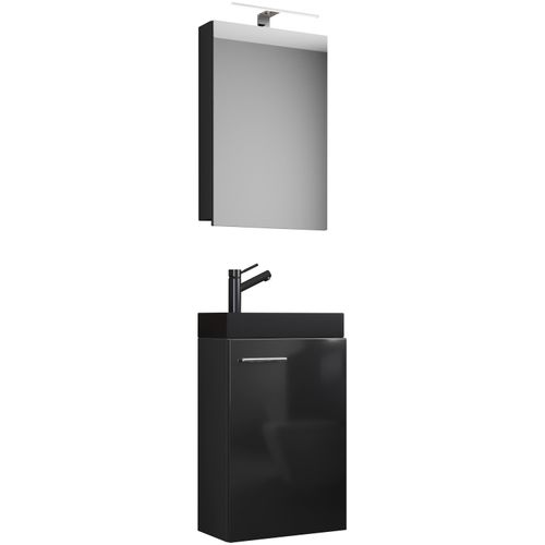 Waschtisch VCM "3tlg Waschtisch Slito SC Toilette schmal Schwarz", schwarz, B:41cm T:22cm, Waschtische, Waschtisch