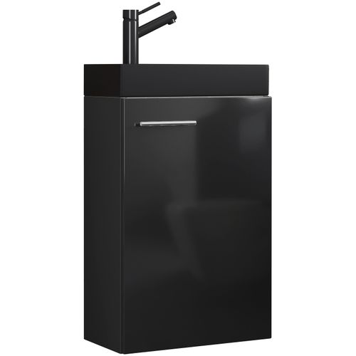 Waschtisch VCM "2-tlg Waschtisch Slito Toilette schmal Schwarz", schwarz, B:41cm T:22cm, Waschtische, Waschtisch