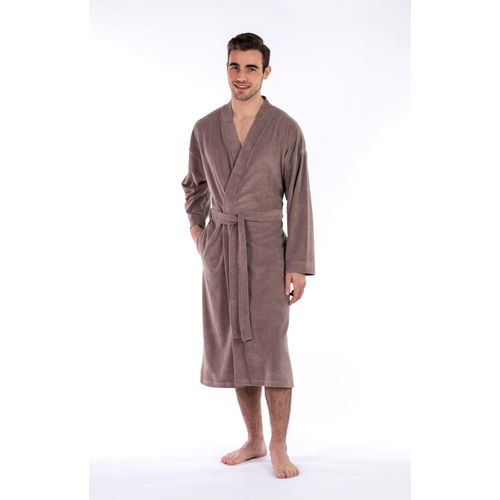 Bademantel FRAMSOHN FROTTIER "Leichter Bademantel Herren" Gr. S, grau (taupe), L:120cm, Jersey, Hausmäntel, Bademantel, Besonders leichter Jerseybademantel