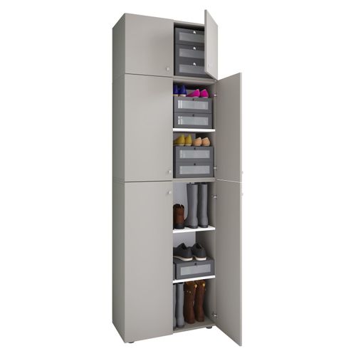 Schuhschrank VCM "XXL Schuhschrank Kleiderschrank Schrank Lona 5f A", grau, B:70cm T:39cm, Obermaterial: 100% Holz Wood., Schränke, Schuhschrank