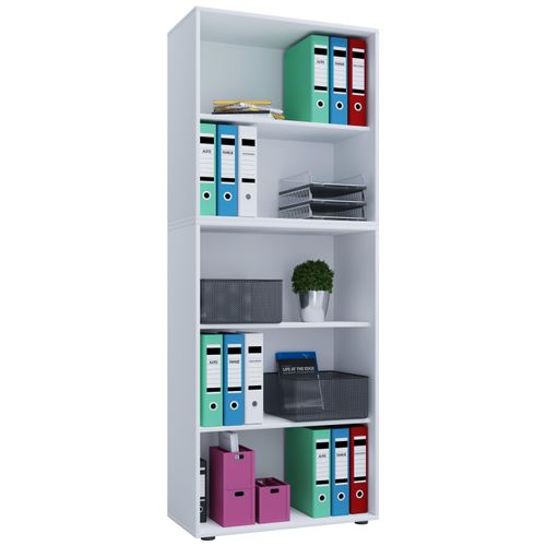 Bücherregal VCM "Holz Büro Regal Bücher Ordner Aktenregal Lona 5f", weiß, B:70cm T:37cm, Regale, Bücherregal