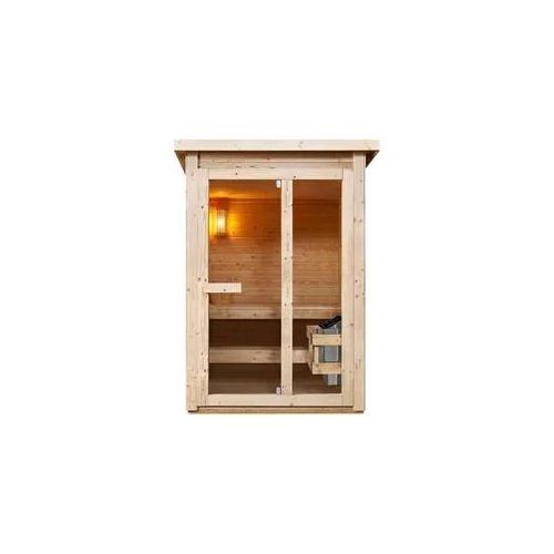 Saunahaus SANOTECHNIK "Außensauna HELSINKI", braun (holz), Saunaofen, 4,5 kW, Saunen, inkl. Saunaofen und -steine