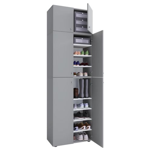 Schuhschrank VCM "XXL Schuhschrank Kleiderschrank Schrank Lona 9f A", grau, B:70cm T:39cm, Obermaterial: 100% Holz Wood., Schränke, Schuhschrank