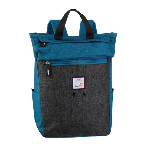 Cityrucksack KANGAROOS, Gr. B/H/T: 25cm x 36,5cm x 17cm, blau (petrol, grau), Nylon, Rucksäcke Cityrucksack, Freizeitrucksack Arbeitsrucksack Schulrucksack