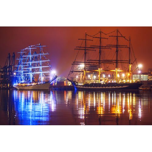 Fototapete PAPERMOON "PIRATENSCHIFFE-PIRATEN SCHIFFE PIRAT SCHIFF KÜSTE MEER", bunt, B:4,5m L:2,8m, Vlies, Tapeten