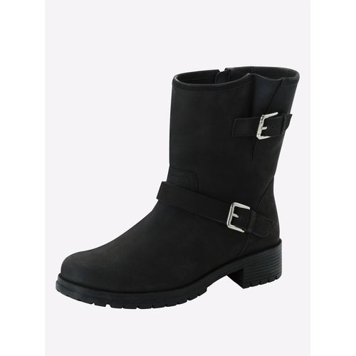 Bikerboots SHEEGO, Damen, Gr. 40, XXL-Schaft, schwarz, Leder, Nubukleder, Schuhe Bikerboots