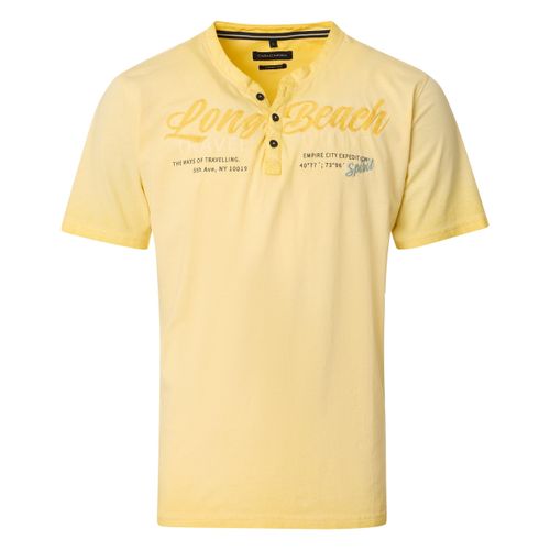 Henleyshirt CASAMODA "CASAMODA Henley uni", Herren, Gr. XXL, gelb, 100% Baumwolle, Shirts