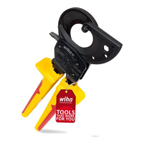Wiha Kabelschneider bis 300 mm² I Ratschenkabelschneider für Cu- und AI-Kabel I Kabelschere mit Ratschenprinzip I Ratschenschneider für Aluminium- und (46674)