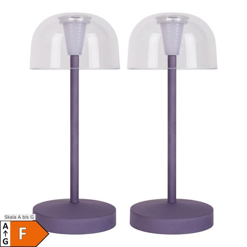 Näve 2er-Set Akku-/Tischleuchte "GOMBA" H: 18,5cm brombeere