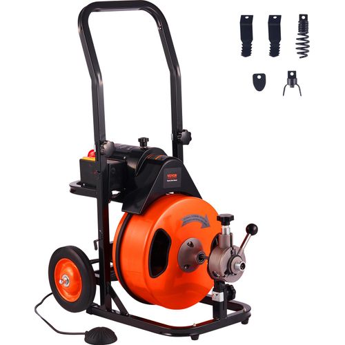 VEVOR Rohrreinigungsmaschine Rohrreinigungsgerät Rohrreiniger 30mx9,5mm Kabel