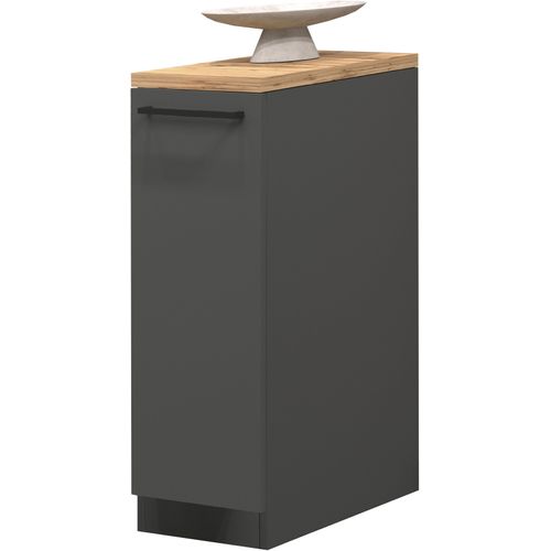 Apothekerschrank KOCHSTATION "KS-Sole,Apothekerkommode", schwarz (anthrazit, anthrazit, wotan eiche), B:30cm H:85cm T:60cm, Schränke, Apothekerschrank, Breite/Höhe 30/85 cm, Anbau-und Unterbau möglich