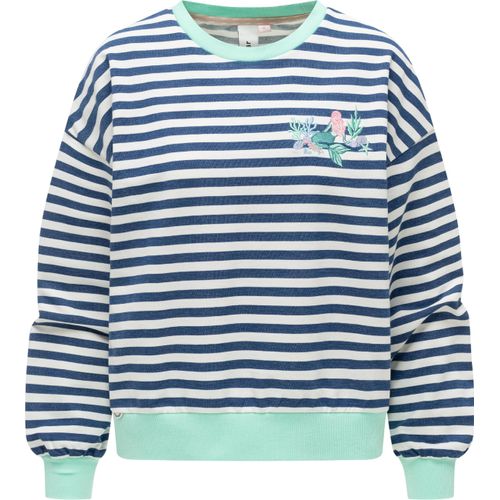 Rundhalspullover RAGWEAR "Sweater Wuss Stripes", Damen, Gr. L, blau (navy), Obermaterial: 50% Baumwolle CO. 50% Polyester PES., Rundhals, Ärmel ohne Ärmelschlitz Rippbündchen, Pullover Rundhalspullover