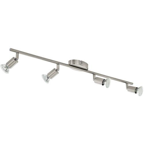 EGLO Deckenleuchte "Buzz-LED Deckenleuchte, Deckenstrahler aus Metall, Küchenlampe, GU10", silberfarben, 4, 1 Stk., Leuchten, Spot - L68,5 x B6,5 cm - nickel-matt - 4X2,8W inkl., Deckenleuchte