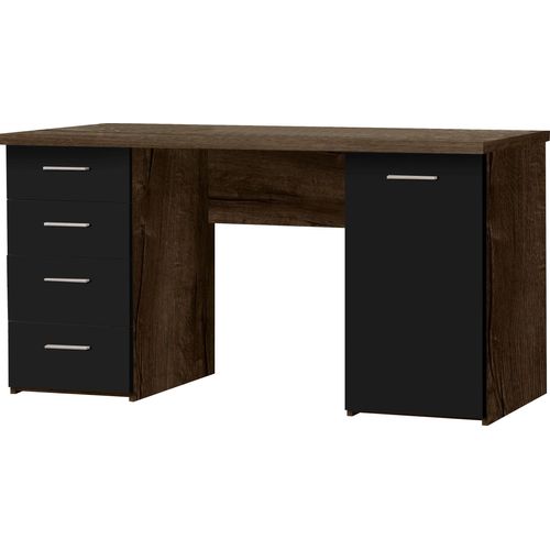 Schreibtisch FORTE "Netta", braun (schlammeiche, schwarzeiche, schlammeiche, schlammeiche), B:145cm H:76,3cm T:60cm, Tische, Schreibtisch, Breite 145 cm, mit Schubladen