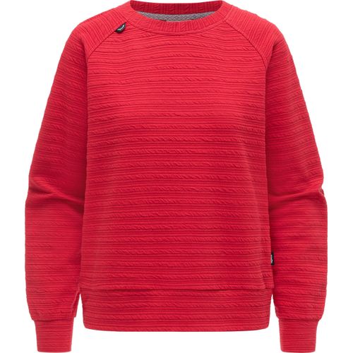 Rundhalspullover RAGWEAR "Rundhalspullover Joann Crepe", Damen, Gr. S, rot, Obermaterial: 65% Baumwolle CO. 27% Polyester PES. 6% Viskose CV. 2% Elasthan EL. Futter: 65% Baumwolle CO. 27% Polyester PES. 6% Viskose CV. 2% Elasthan EL., Rundhals, Ärmel ohne Ärmelschlitz Bündchen, Pullover Rundhalspullover