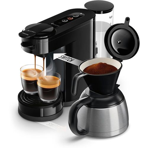 PHILIPS SENSEO Kaffeepadmaschine "Switch HD6592/64, 2-in-1 Pad und Filterkaffee", schwarz, 1 l, 7, Kaffeemaschinen, aus 26% rec. Plastik, Kaffeepadmaschine