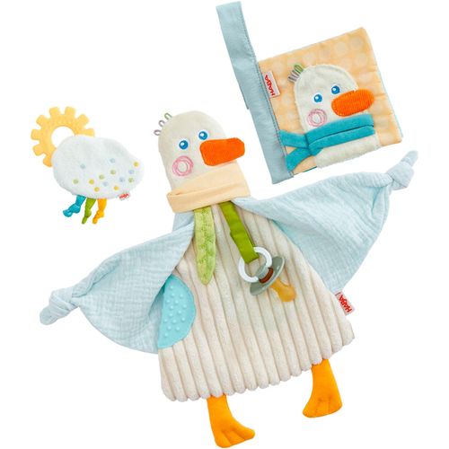 Greifspielzeug HABA "Baby-Spiel-Set Gans, 3-in-1", bunt, Greifspielzeug, Baby, Kunststoff, Polyester, Greifspielzeug