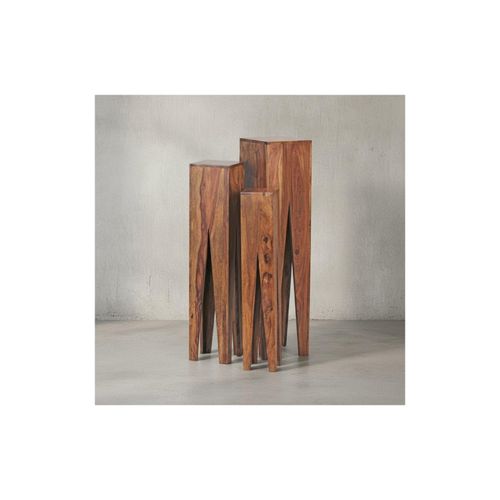 KADIMA DESIGN Beistelltisch-Set mit 3 Giraffenbeinen: Massivholz, rustikales Ambiente, handgefertigt