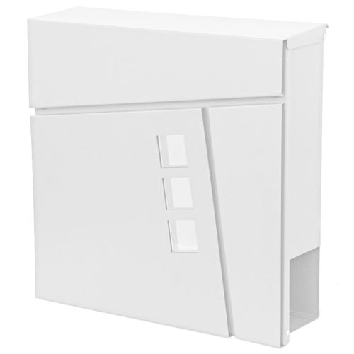 Briefkasten MCW-B29, Wandbriefkasten Postkasten Zeitungsfach, pulverbeschichtet ~ weiß