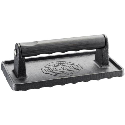 Fleischplattierer GEFU "Fleischbeschwerer BBQ", grau, Gusseisen, Fleischklopfer, Fleischplattierer, effektive Gewichtsverteilung für gleichmäßiges Grillen