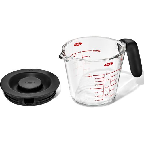 Messbecher OXO GOOD GRIPS, transparent, Volumen 0,5 l, Glas, Messbecher, Messbecher, mit Deckel, 500 ml