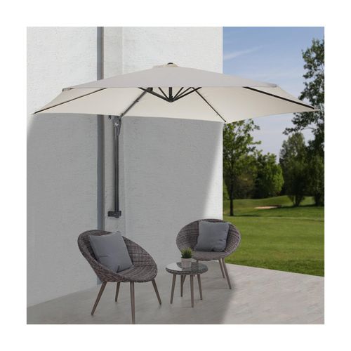 Wandschirm Acerra, Ampelschirm Balkonschirm Sonnenschirm, 3m neigbar, Polyester Alu/Stahl 9kg ~ creme