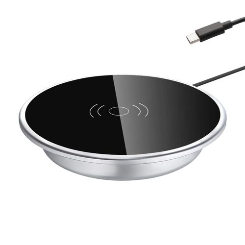 Wireless Einbau Ladegerät 15W, Möbel Wireless Charger, USB-C, Ø 60mm