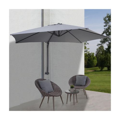 Wandschirm Acerra, Ampelschirm Balkonschirm Sonnenschirm, 3m neigbar, Polyester Alu/Stahl 9kg ~ grau