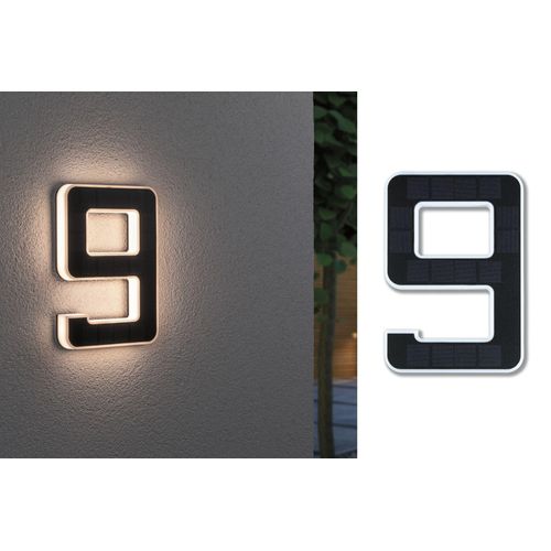 LED Außen-Wandleuchte PAULMANN "Solar Hausnummer", schwarz, B:16cm H:23cm T:3cm, Leuchten, LED Außen-Wandleuchte, LED-Modul, Hausnummern, Buchstaben wählbar, Akku wechselbar