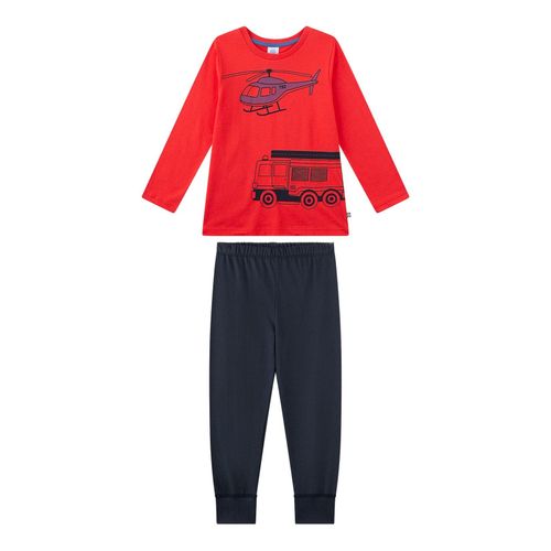 Schlafanzug Feuerwehr lang Jungen Pyjama