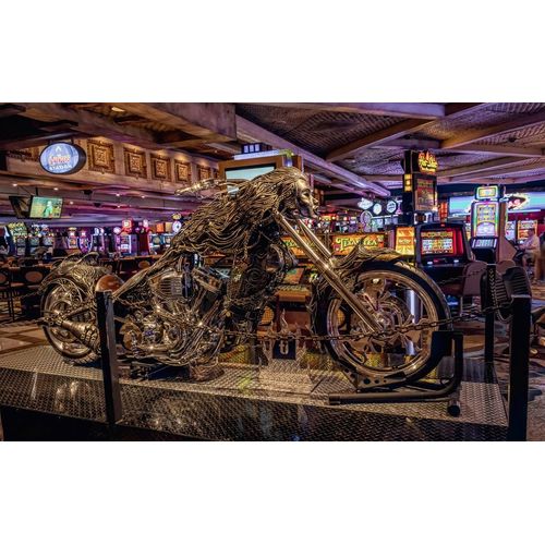 Fototapete PAPERMOON "OLDTIMER MOTORRAD-TUNING CASINO LAS VEGAS SLOTMASCHINEN", bunt, B:4m L:2,6m, Vlies, Tapeten